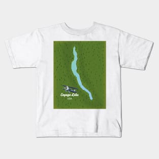 Cayuga Lake USA map Kids T-Shirt